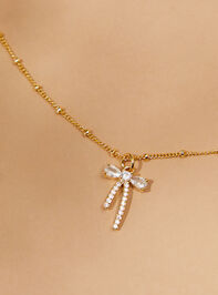 18K Bow Charm Ball Chain Necklace - TULLABEE