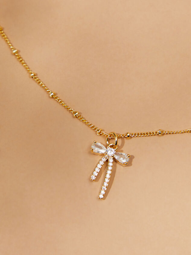 18K Bow Charm Ball Chain Necklace - TULLABEE
