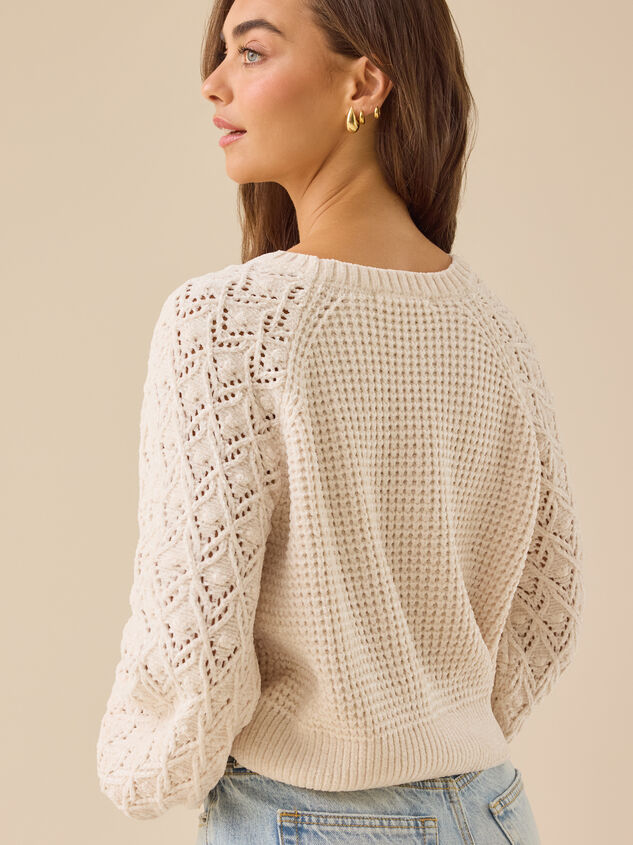 Hailey Chenille Pointelle Sweater Detail 5 - TULLABEE