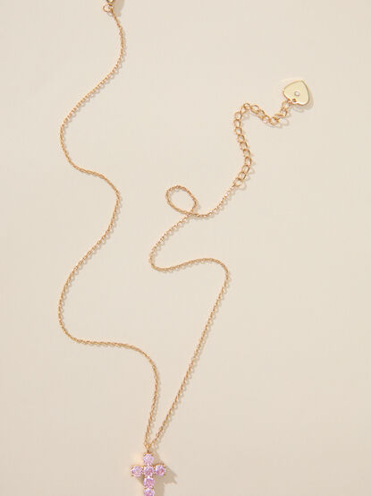 Pink Glitz Cross Necklace - TULLABEE