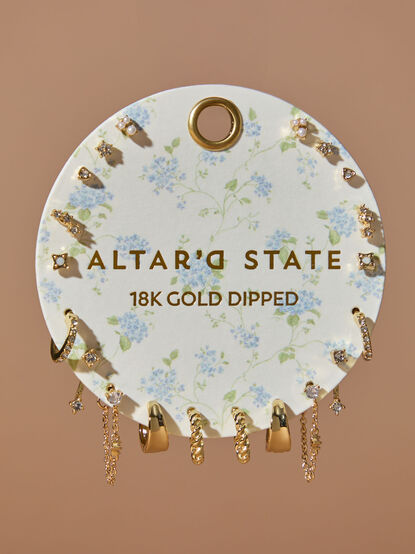 18k Gold Dipped Floral Print Earring Pack - TULLABEE