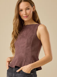 Izzy Peplum Suede Top Detail 3 - TULLABEE