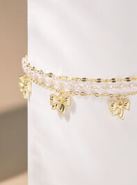 Bow Pearl Charm Bracelet Detail 2 - TULLABEE