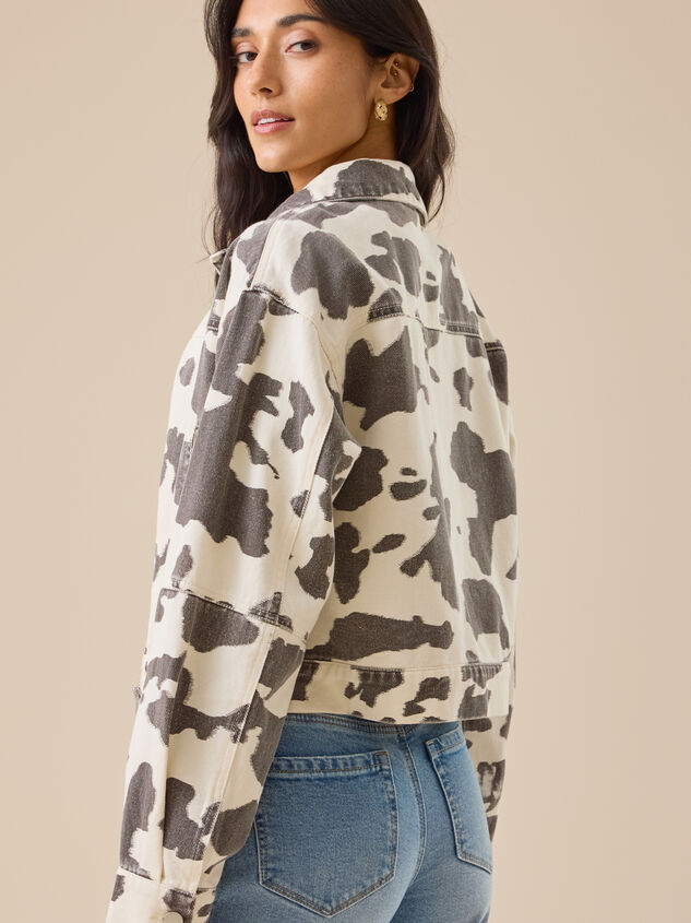 Millie Cow Print Jacket Detail 4 - TULLABEE