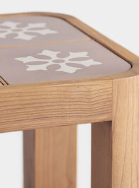 Audrey Wood Side Table Pink and Cream Detail 5 - TULLABEE