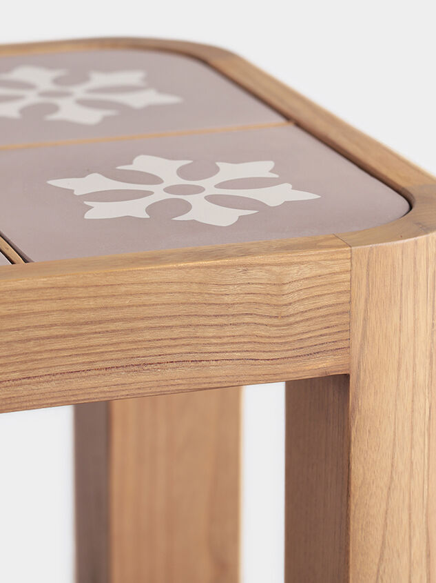 Audrey Wood Side Table Pink and Cream Detail 5 - TULLABEE