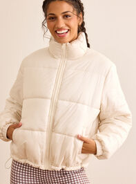 Frosted Heart Puffer Jacket Detail 3 - TULLABEE
