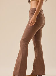 Reagan High Rise Brown Flare Pants Detail 4 - TULLABEE