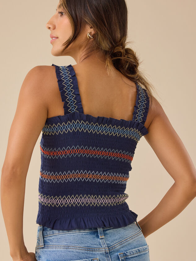 Nubia Embroidered Smocked Top Detail 5 - TULLABEE