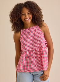 Picnic Red Gingham Bow Mama Top Detail 3 - TULLABEE