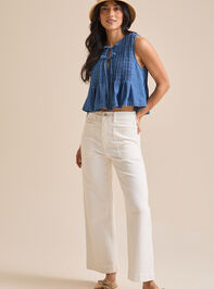 Braleigh Denim Pleated Top Detail 3 - TULLABEE