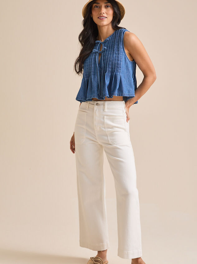 Braleigh Denim Pleated Top Detail 3 - TULLABEE