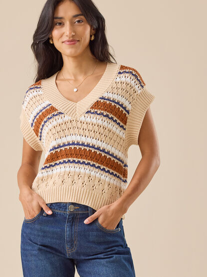 Velma Striped V-Neck Vest - TULLABEE