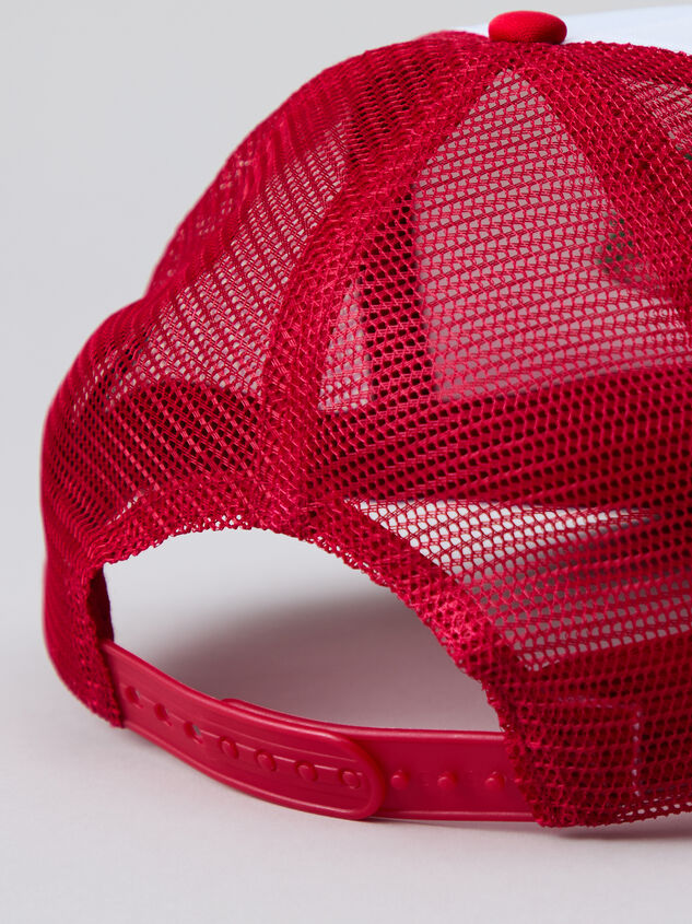 Tis So Sweet Strawberry Trucker Hat Detail 3 - TULLABEE