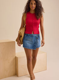 Ava Button Up Knit Top Detail 2 - TULLABEE