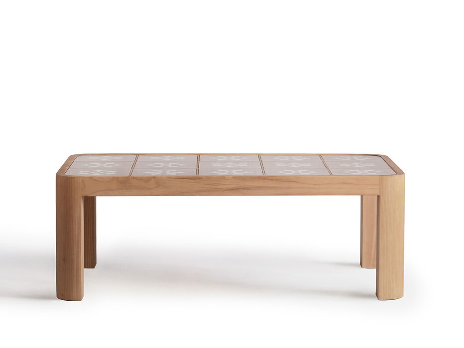 Audrey Wood Coffee Table Pink and Cream - TULLABEE - 