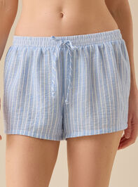 Hunter Striped Linen Shorts Detail 3 - TULLABEE