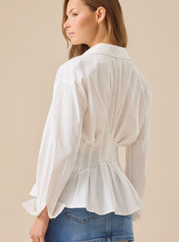 Julianne Pleated Button-Up Top Detail 5 - TULLABEE