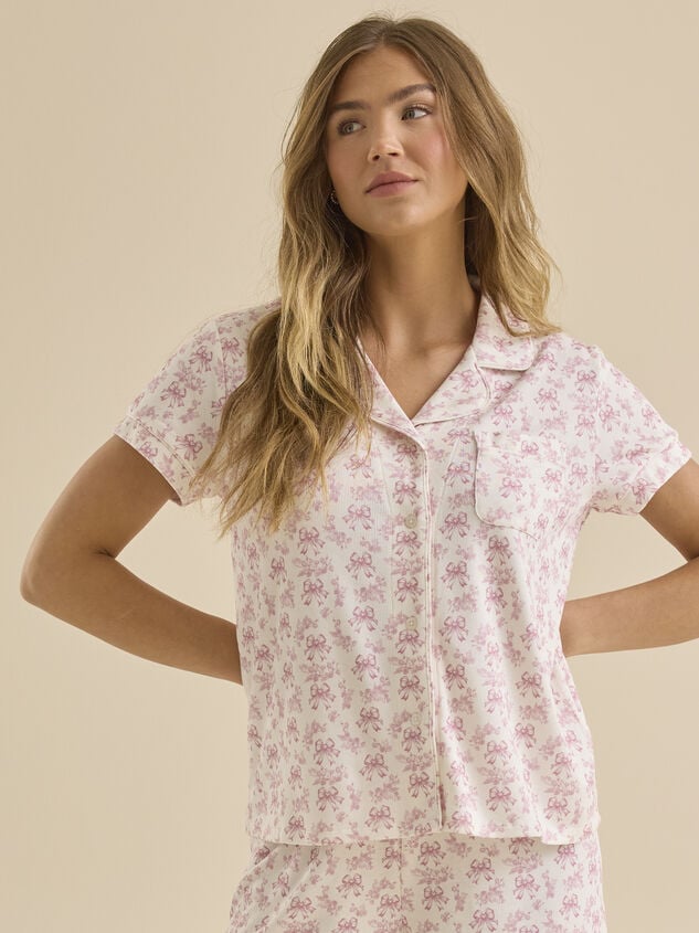 Bonnie Bows Toile PJ Set Detail 3 - TULLABEE