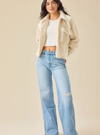 Athena Striped Sherpa Jacket Detail 2 - TULLABEE