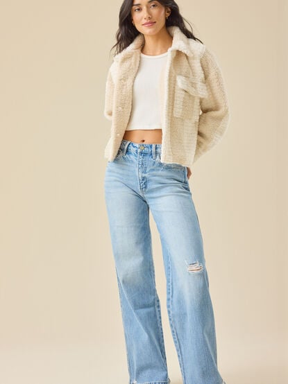 Athena Striped Sherpa Jacket - TULLABEE