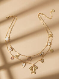 Layered Statement Bow Charm Necklace - TULLABEE