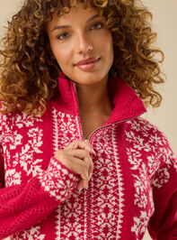 Kiley Fair Isle Zip Up Sweater Detail 2 - TULLABEE