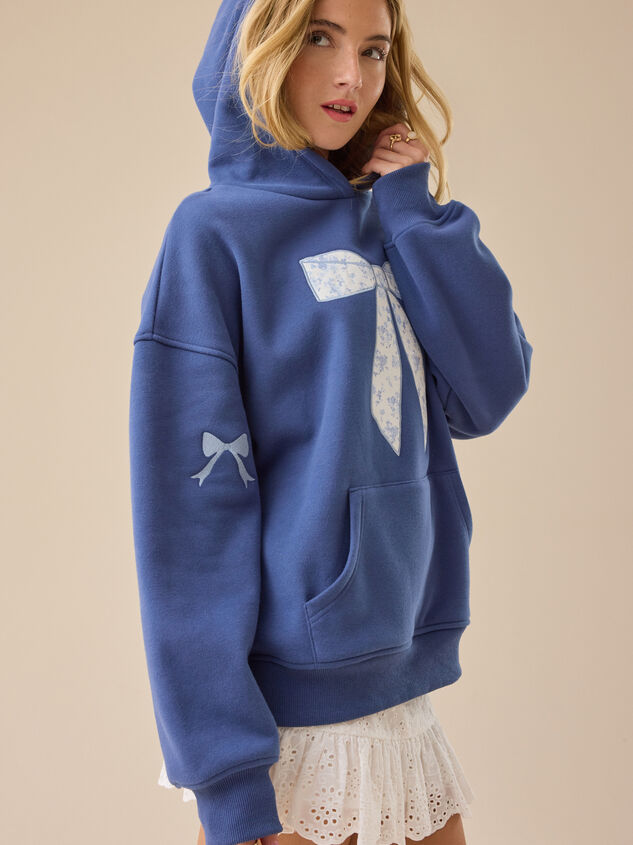 Floral Bow Graphic Hoodie Detail 4 - TULLABEE