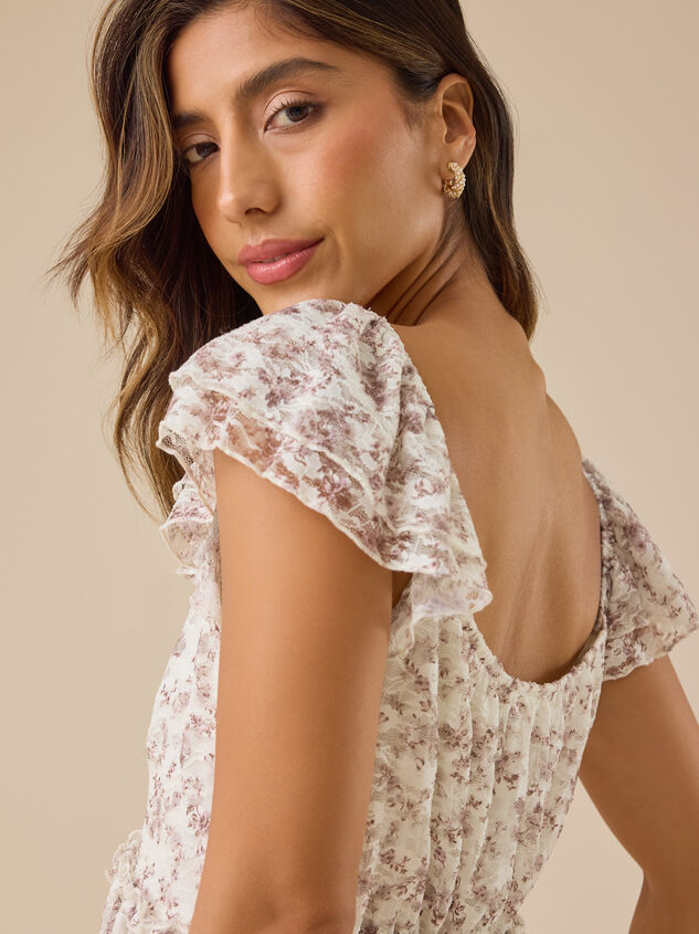 Zoya Printed Lace Babydoll Top Detail 4 - TULLABEE