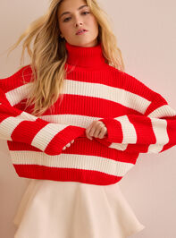 Spirit Stripe Turtleneck Sweater - TULLABEE