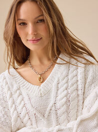 Paisley Boxy Cable Sweater Detail 3 - TULLABEE