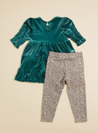 Flower Velvet Tunic and Leopard Leggings Set Detail 2 - TULLABEE