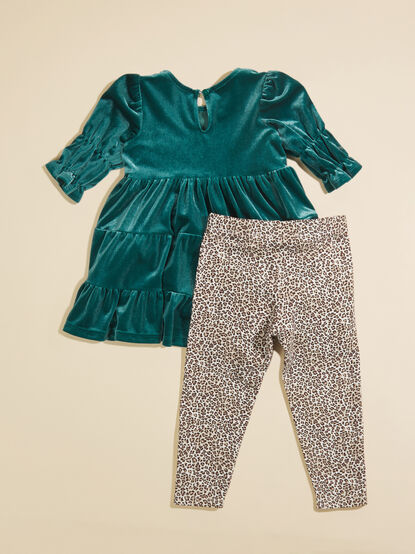 Flower Velvet Tunic and Leopard Leggings Set - TULLABEE