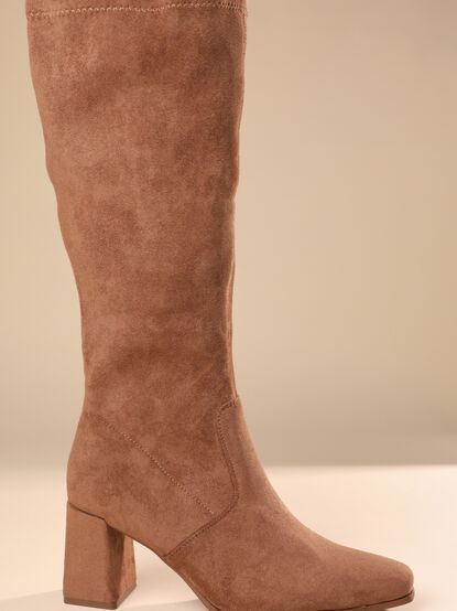 Catherine Tall Suede Stretch Boots - TULLABEE