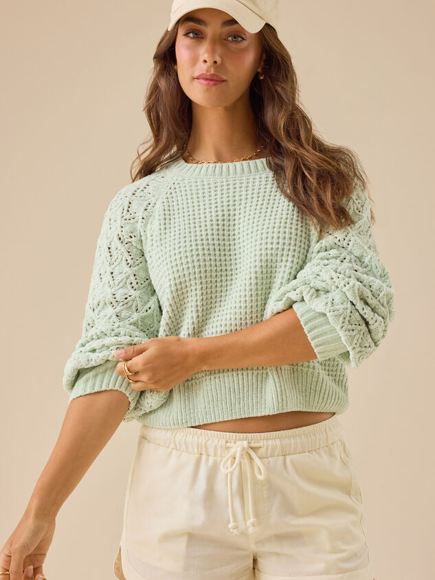 Hailey Chenille Pointelle Sweater Detail 4 - TULLABEE