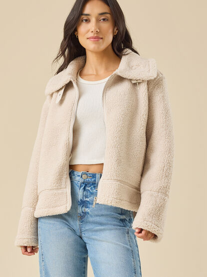 Brianna Sherpa Moto Jacket - TULLABEE