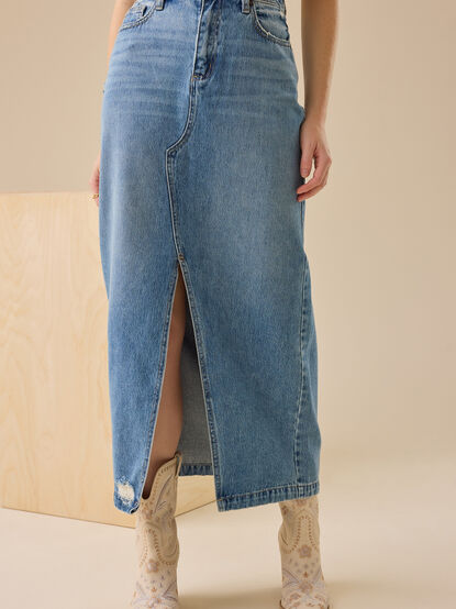 Bratton Denim Midi Skirt - TULLABEE