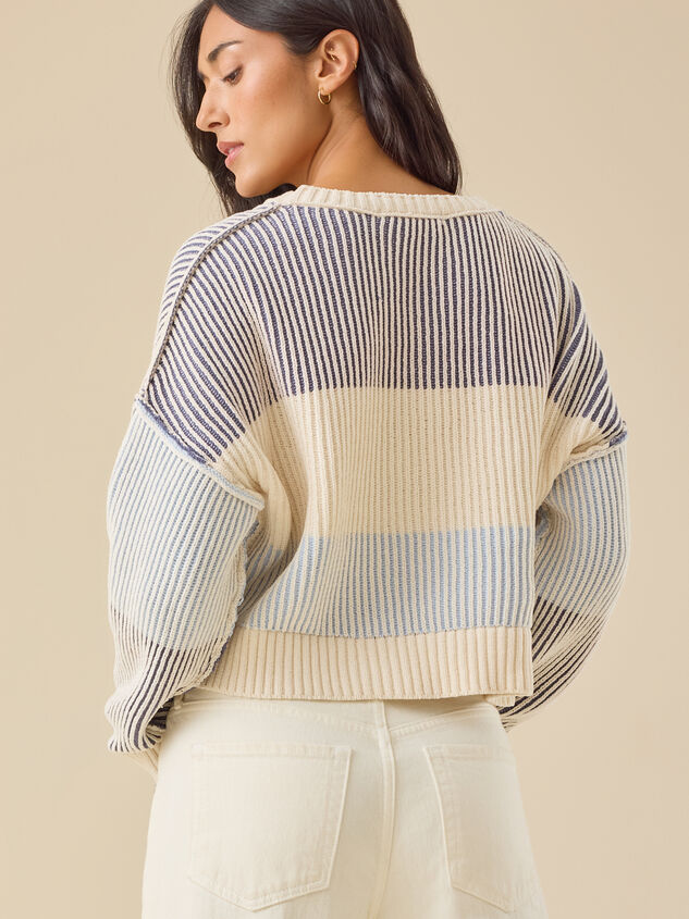 Sloane Ribbed Striped Sweater Detail 4 - TULLABEE