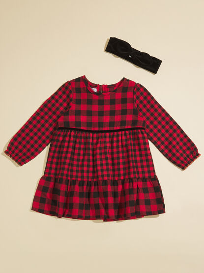 Lily Checkered Toddler Dress and Bow Set by MudPie - TULLABEE
