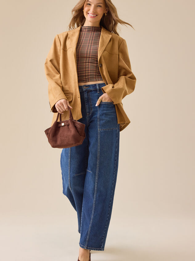 Jasmine Oversized Suede Blazer Detail 3 - TULLABEE