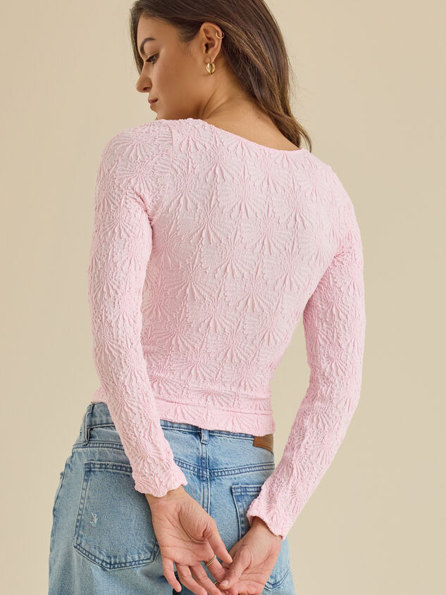 Blaire Seamless Floral Long Sleeve Cami Detail 5 - TULLABEE