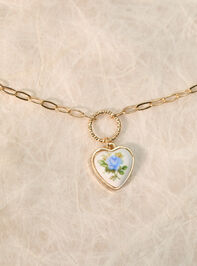 Flower Heart Charm Necklace - TULLABEE