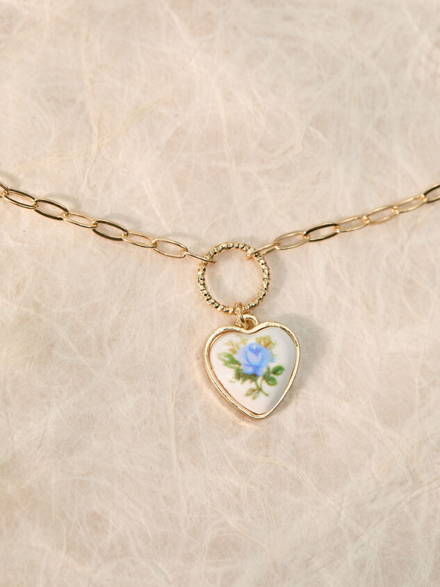 Flower Heart Charm Necklace - TULLABEE