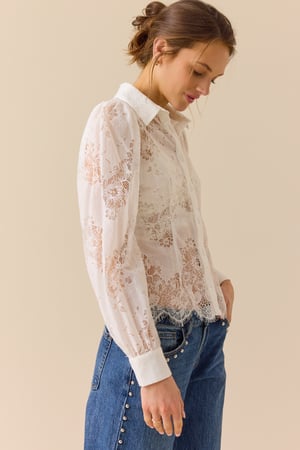 Estela Lace Button Up Top - Altar'd State - 