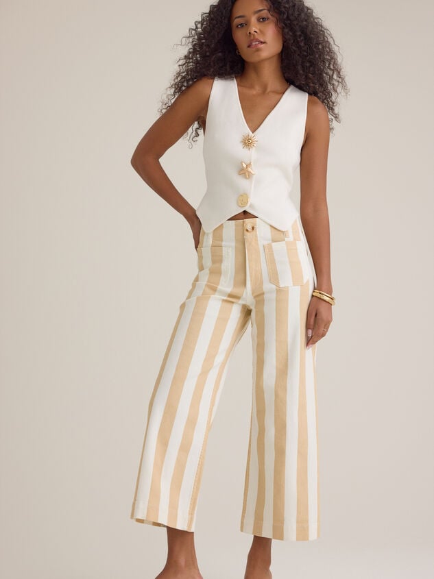 Darcy Striped Crop Pant Detail 2 - TULLABEE