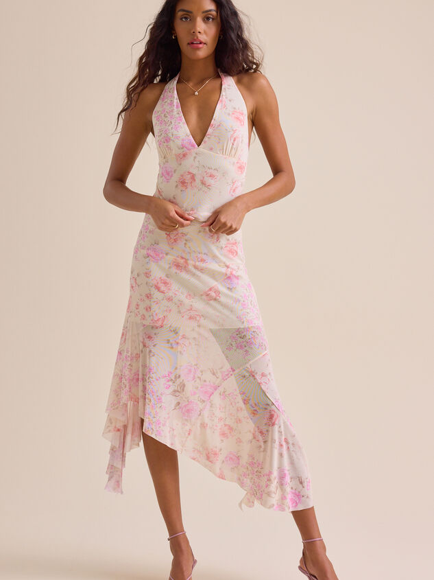 Clara Floral Mesh Halter Top Detail 2 - TULLABEE