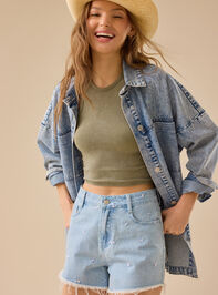 Elyse High Rise Denim Shorts - TULLABEE