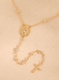 Rosary Cross Dangle Necklace Detail 2 - TULLABEE