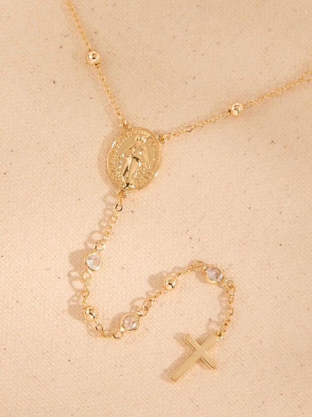 Rosary Cross Dangle Necklace Detail 2 - TULLABEE
