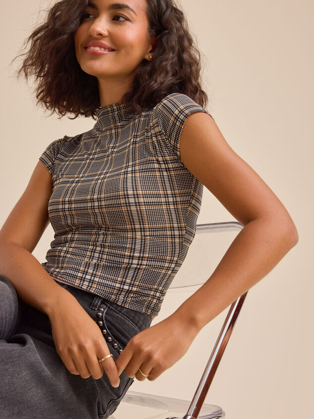 Presley Plaid Mesh Top Detail 4 - TULLABEE